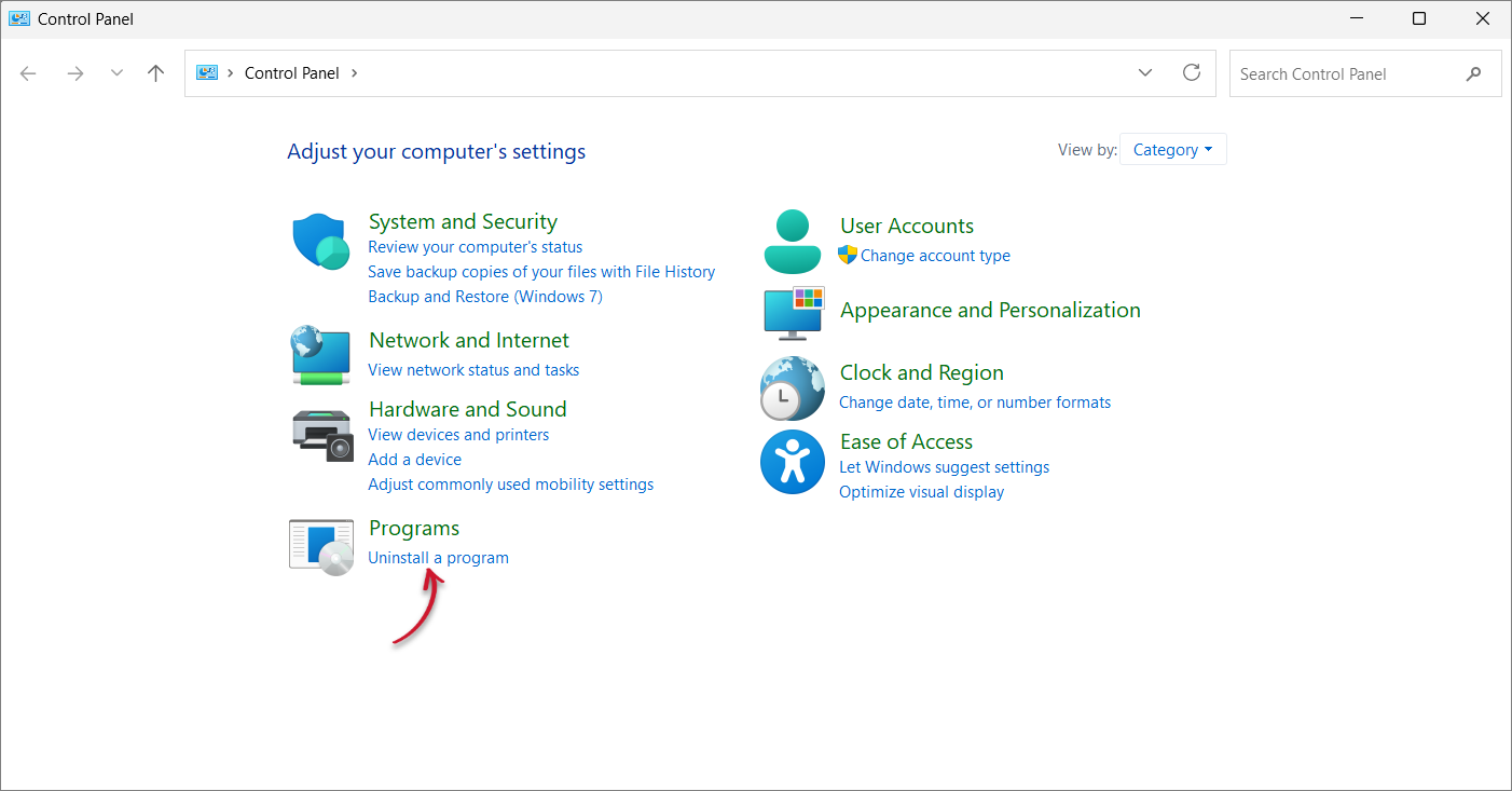 Uninstall a program