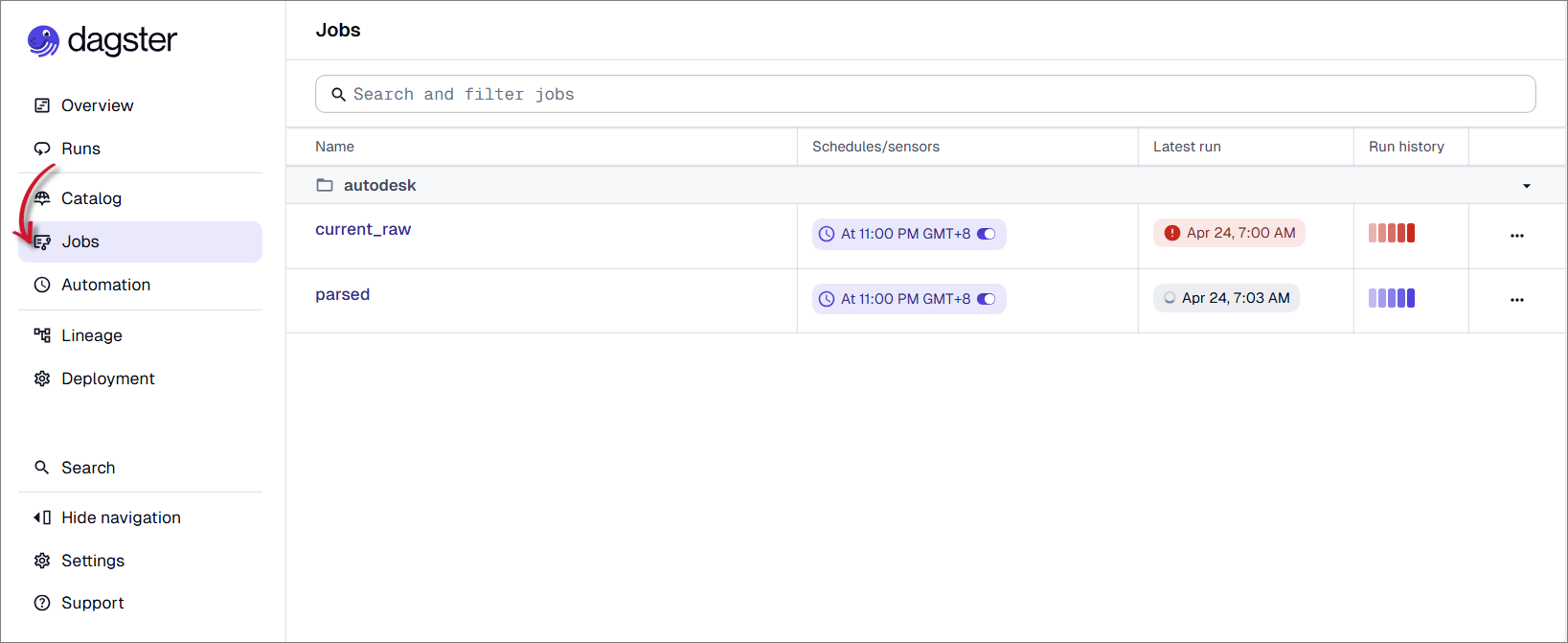 Navigate to Jobs Page