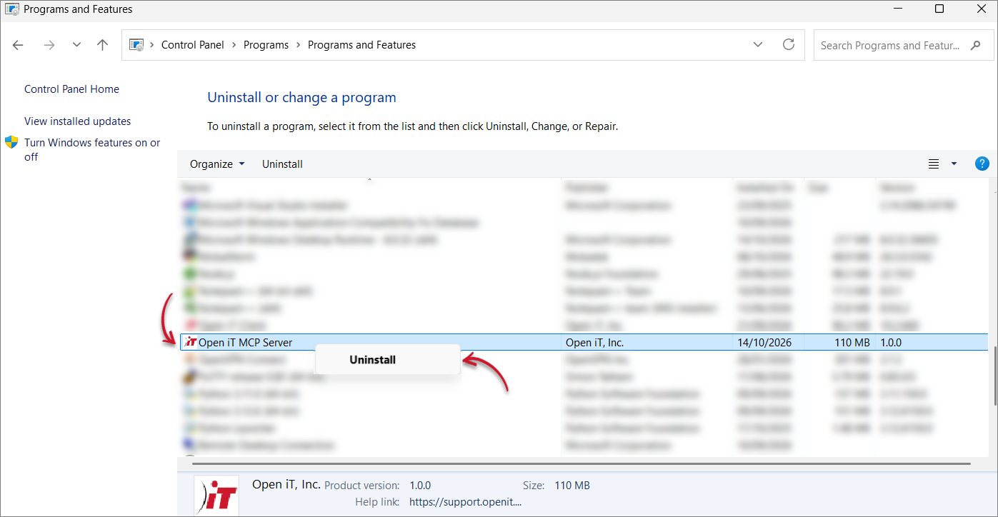 Uninstall Option 1