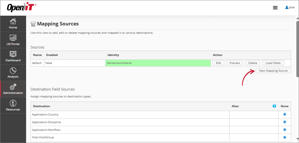 Click New Mapping Source