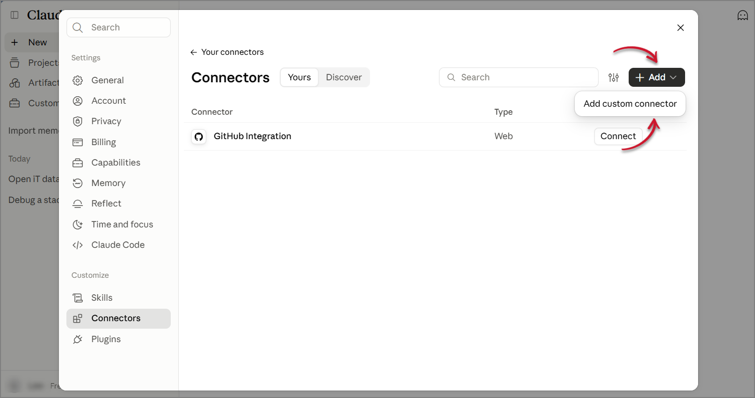 Add Custom Connector