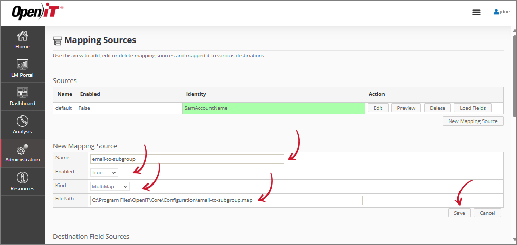 Configure the Mapping Source