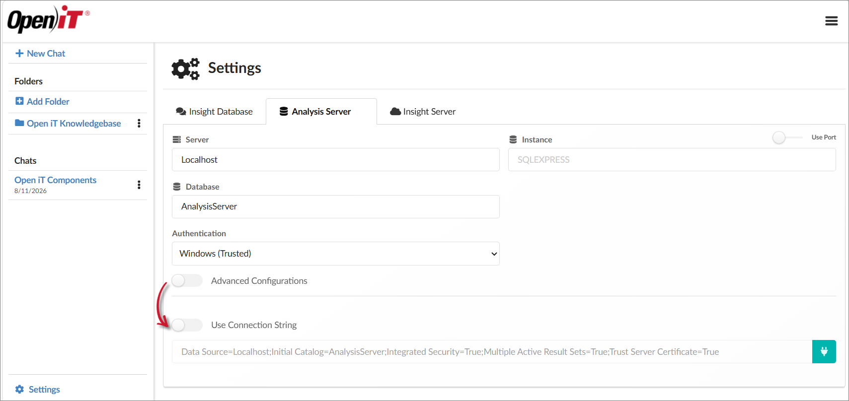 Analysis Server Configuration Using Individual Settings