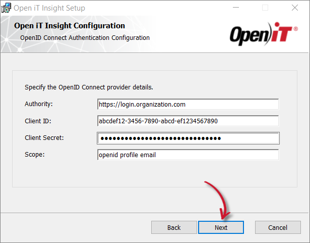 OpenID Connect Authentication Configuration