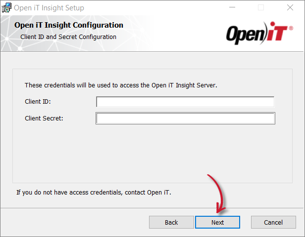 Open iT Insight Client ID and Client Secret