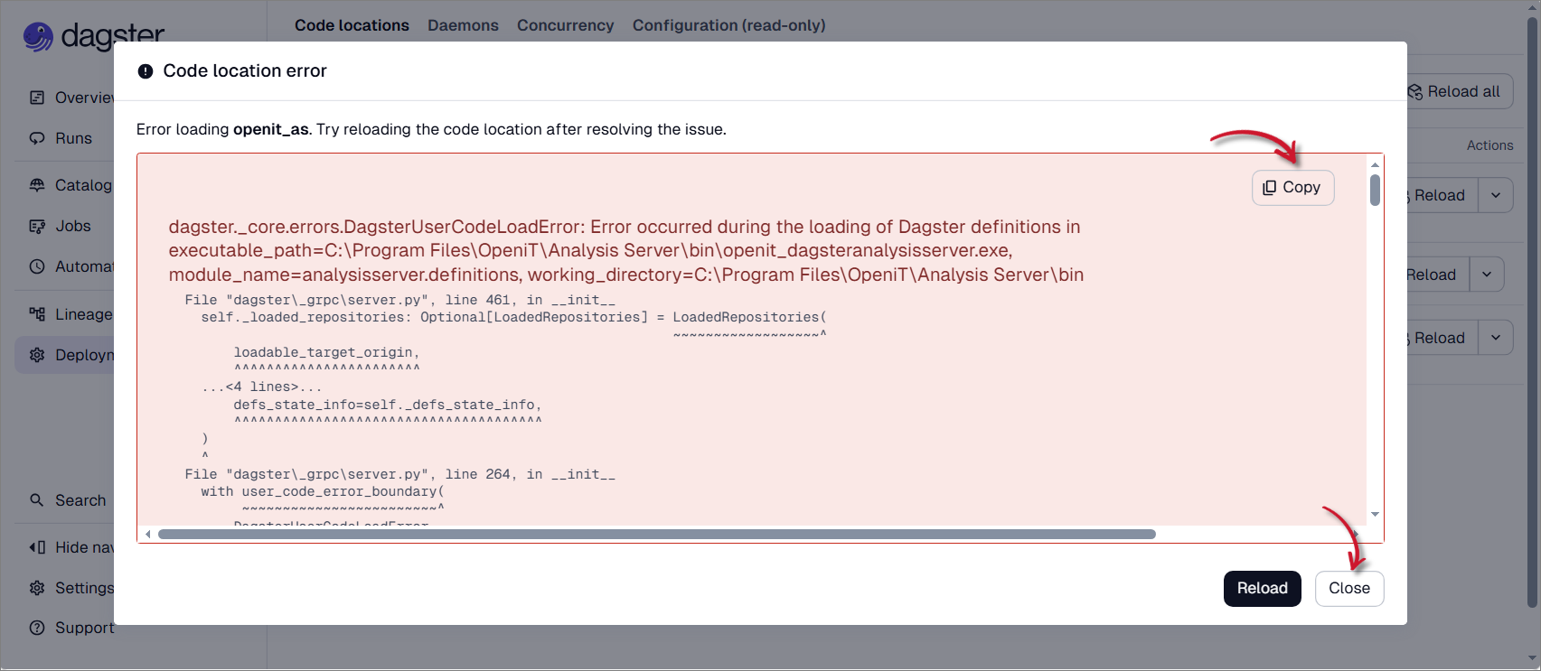 Review Code Location Error