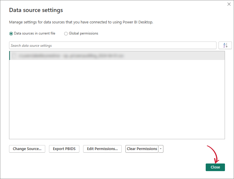 Finalize data source settings