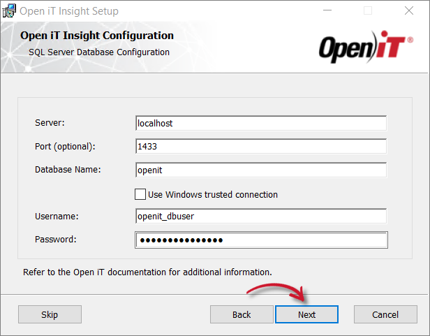 Microsoft SQL Server Database Configuration