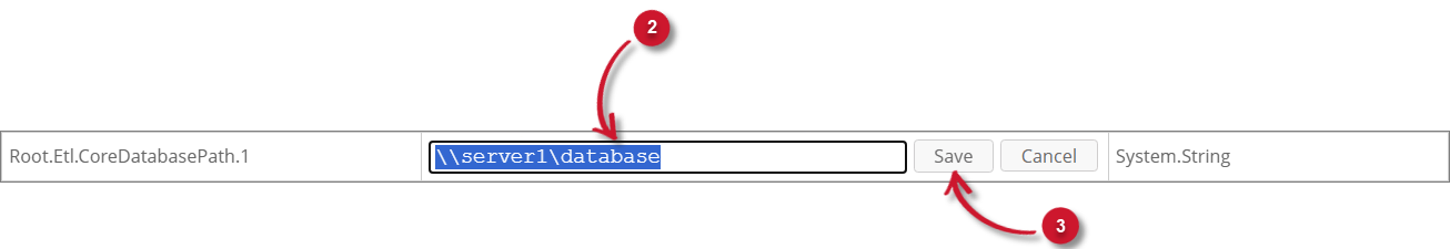 Setting Root.Etl.CoreDatabasePath