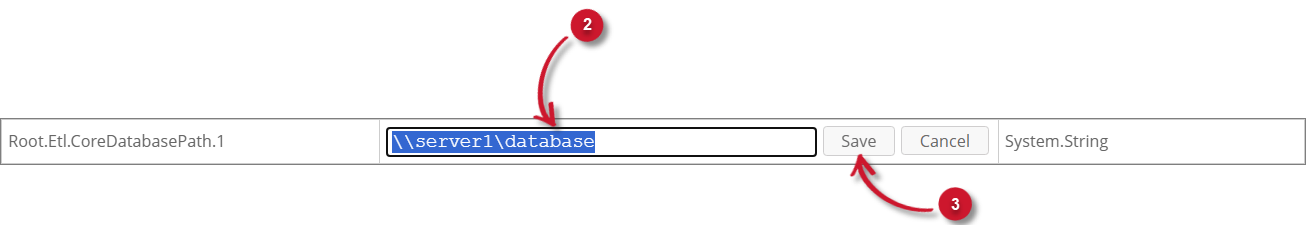 Setting Root.Etl.CoreDatabasePath