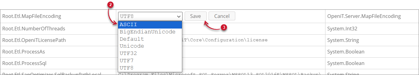 Setting Root.Etl.MapFileEncoding