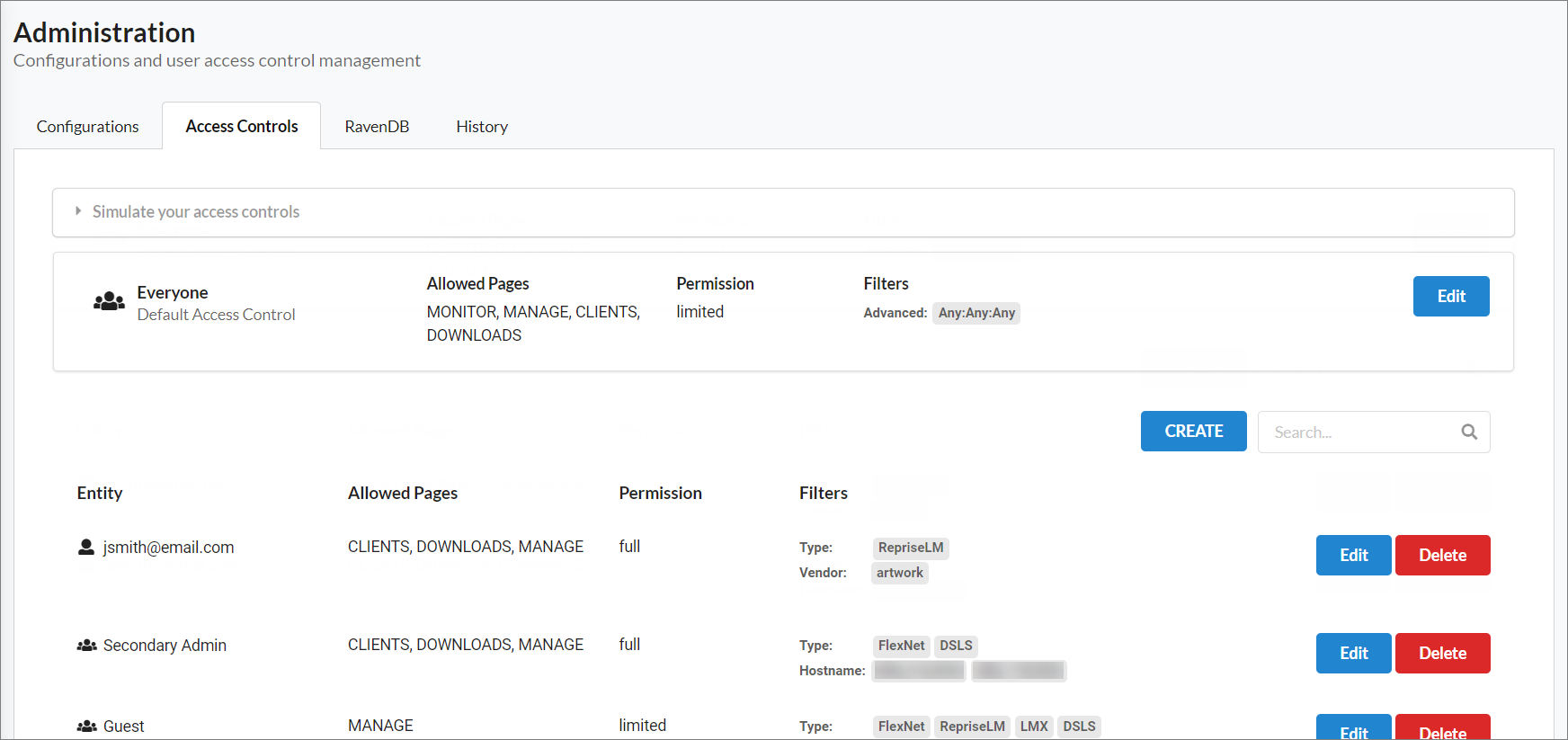 Access Control Page