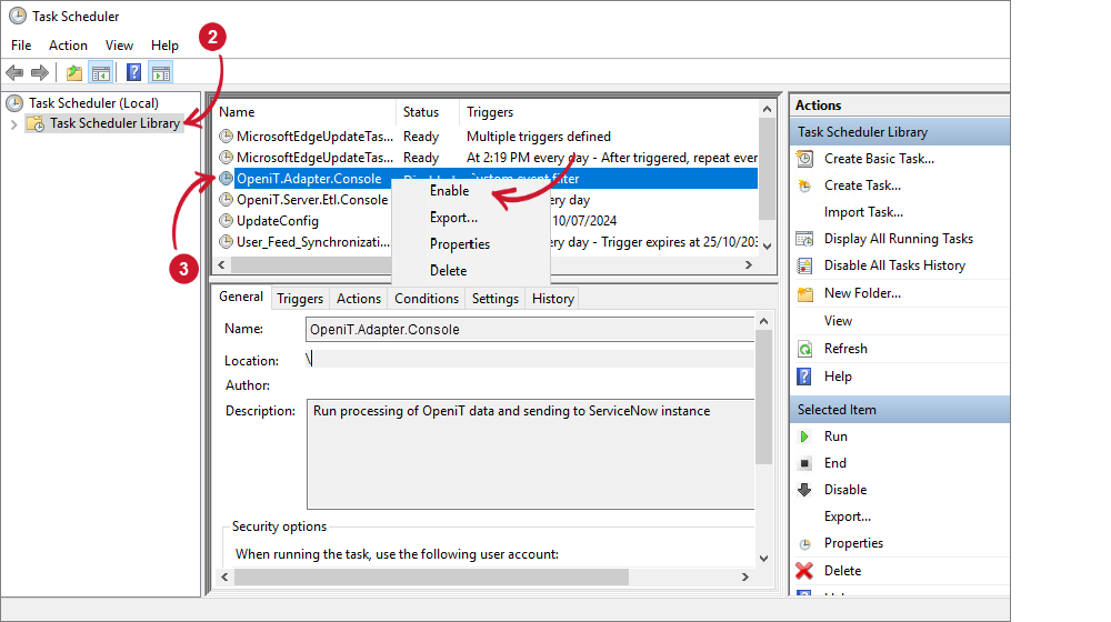 Manually Enabling Task Scheduler Job