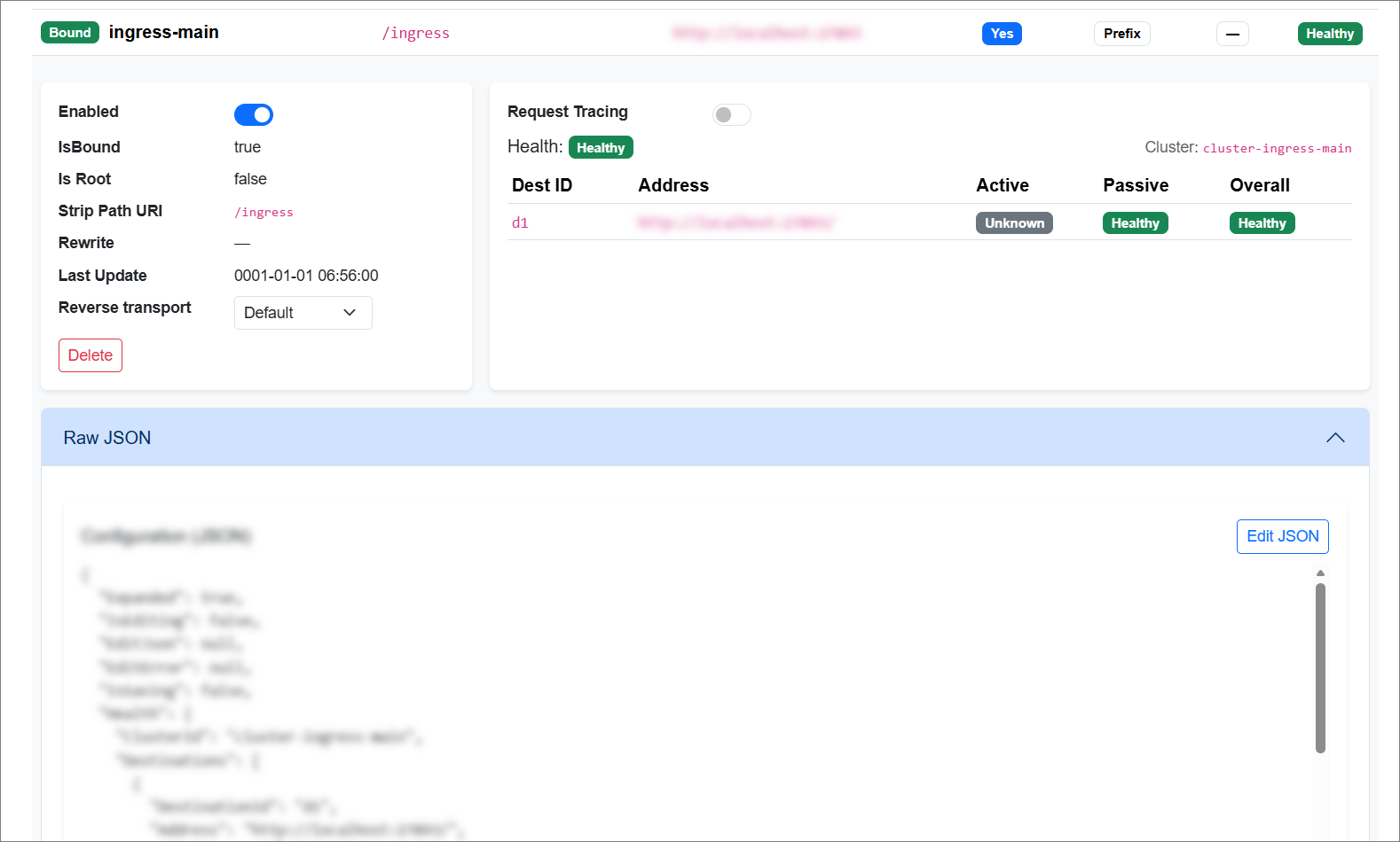Backend Services Raw JSON Editor