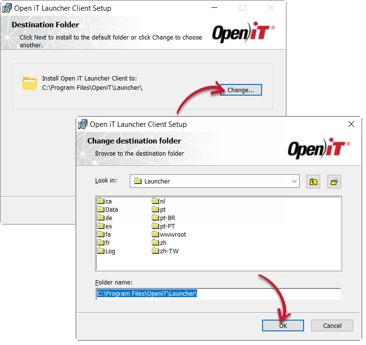 Changing the Destination Folder