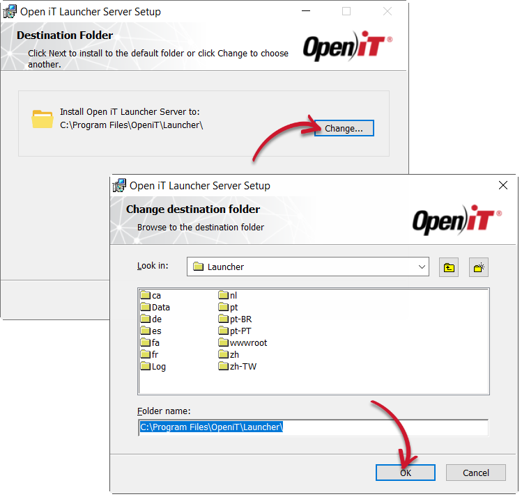 Changing the Destination Folder