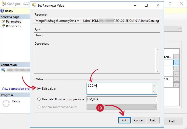  Configuring SSIS Package - Edit SCCM Initial Catalog