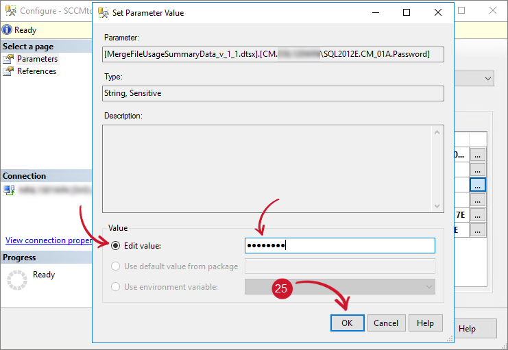  Configuring SSIS Package - Edit SCCM Password