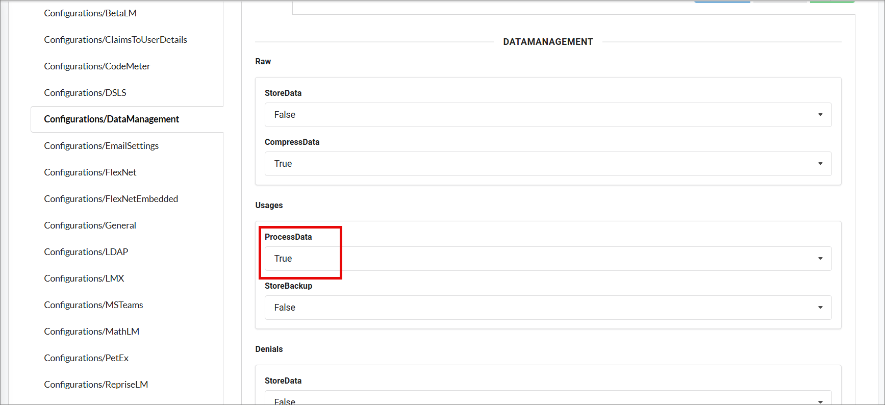 Saving Configurations/DataManagement