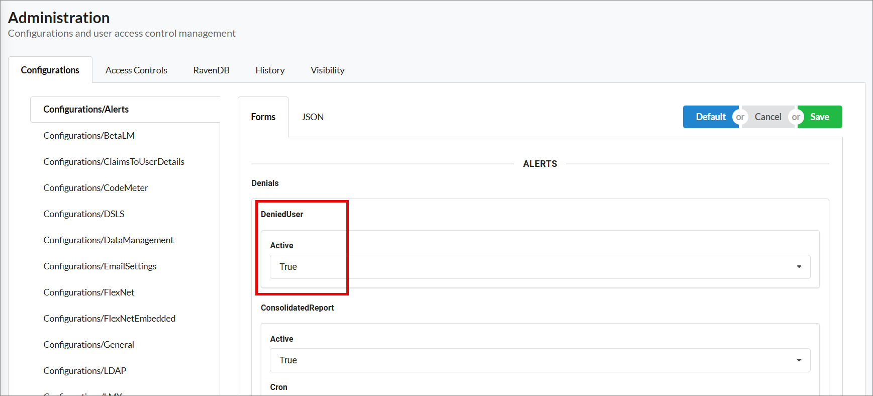 Saving Configurations/Alerts