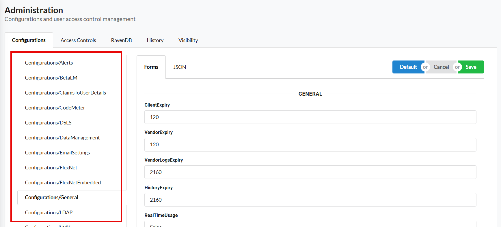 Configurations Tab