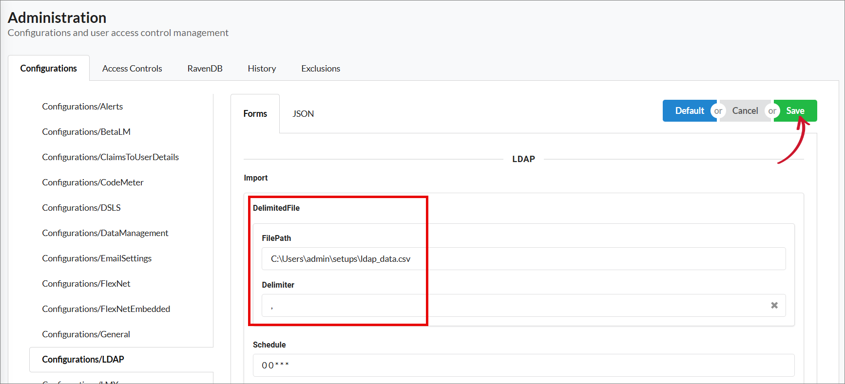 Saving Configurations/LDAP