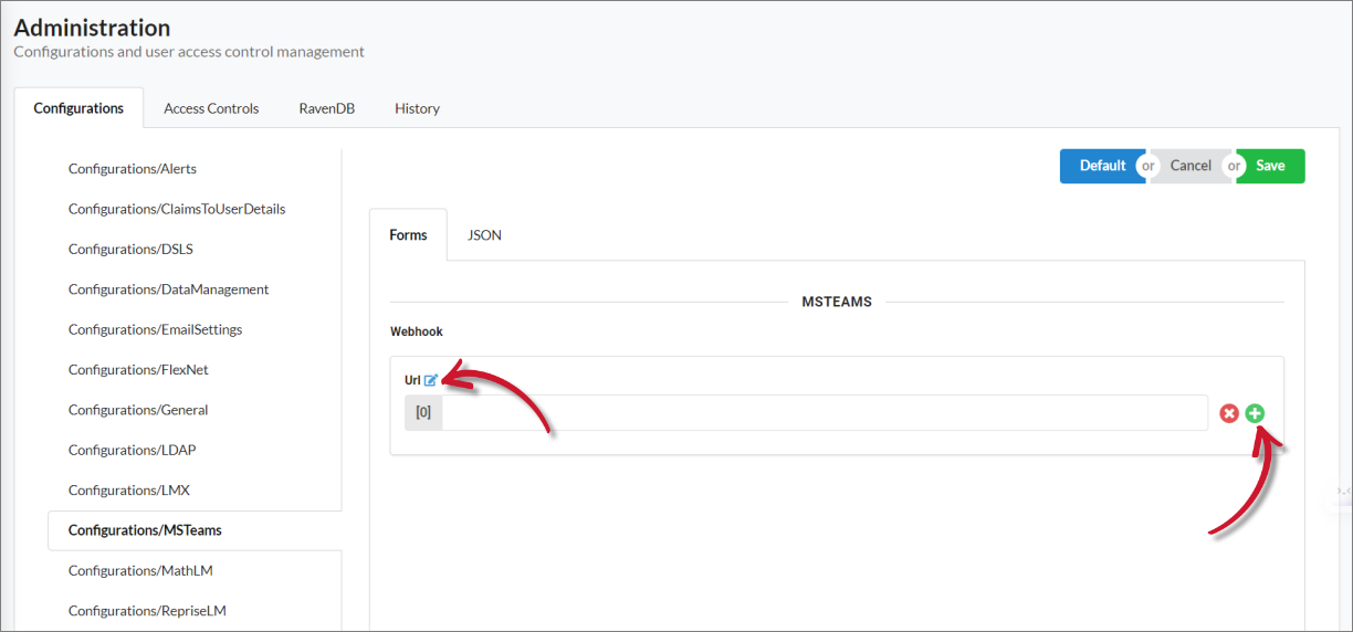 Configurations/MSTeams: Adding a New Webhook URL field
