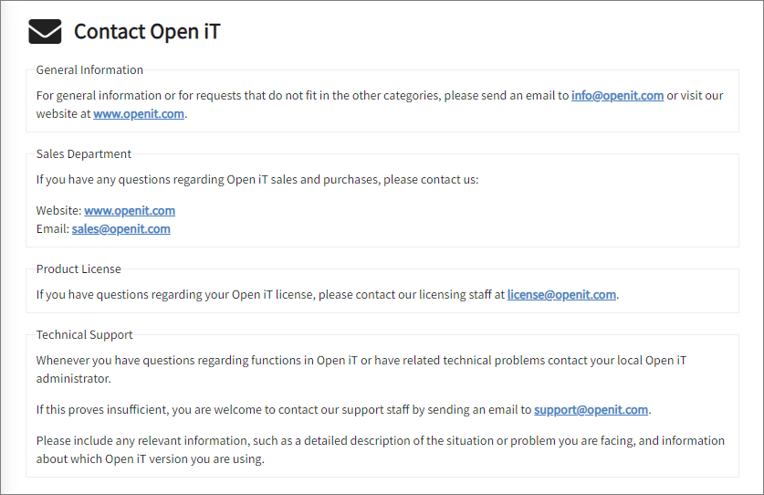 Contact Open iT Page