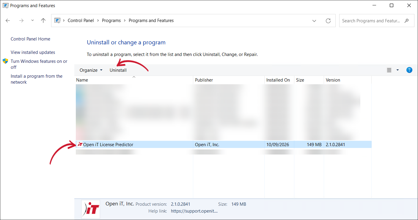 Control Panel Program List