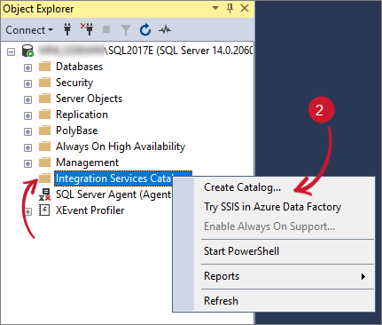 Creating Catalog in SSIS