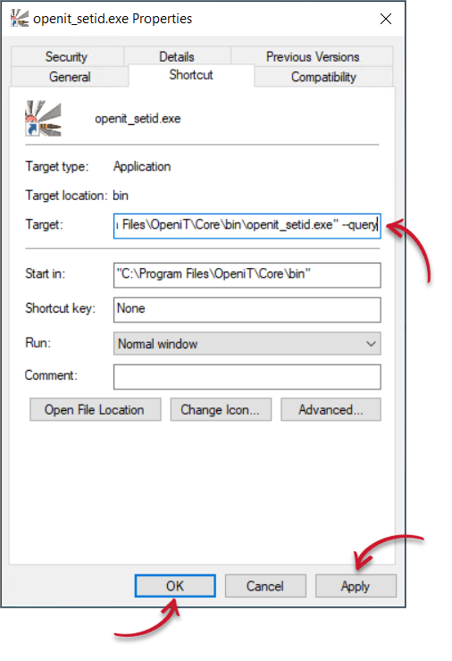 Apply Shortcut Properties