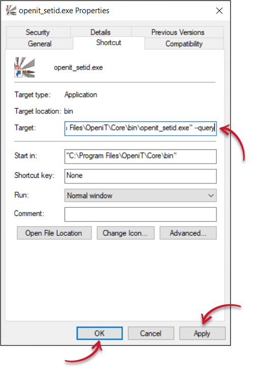 Apply Shortcut Properties