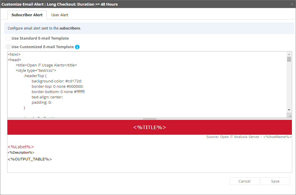 Custom Subscriber Alerts Template
