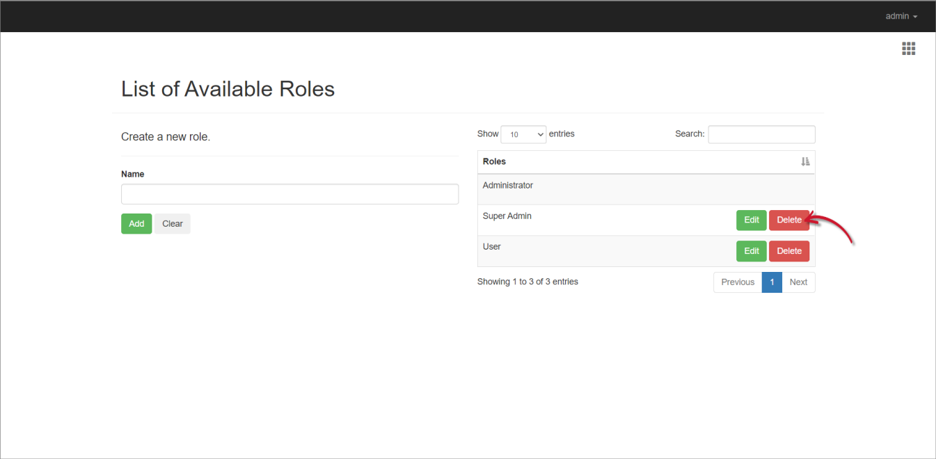 Deleting an Identity Role