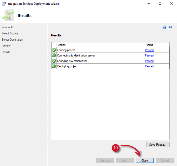  Integration Services Deployment Results