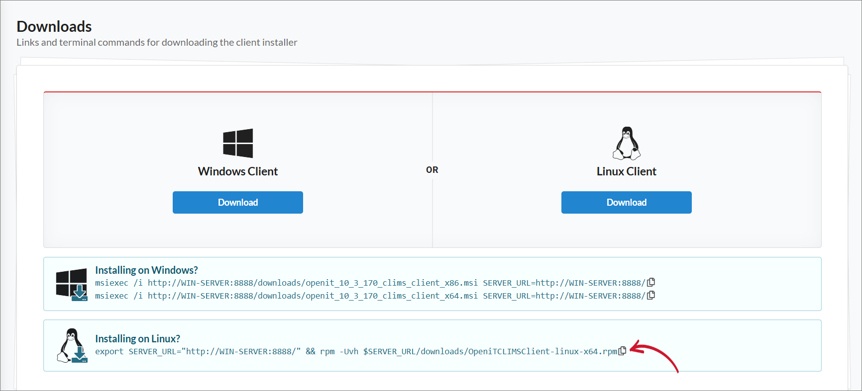 Unix Client Installers via Commands