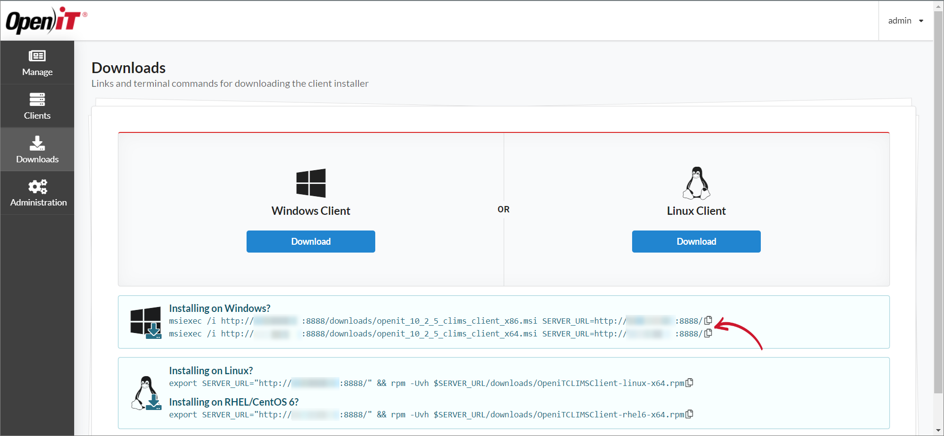 Windows Client Installers via Commands