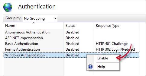 Enable Windows Authentication