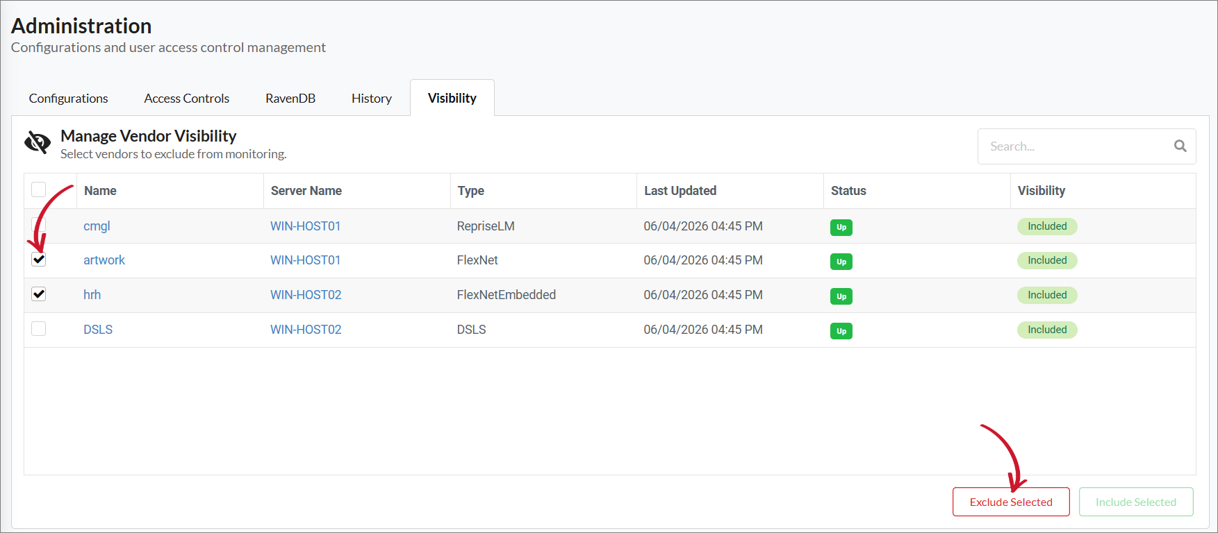 Exclude Selected Vendors