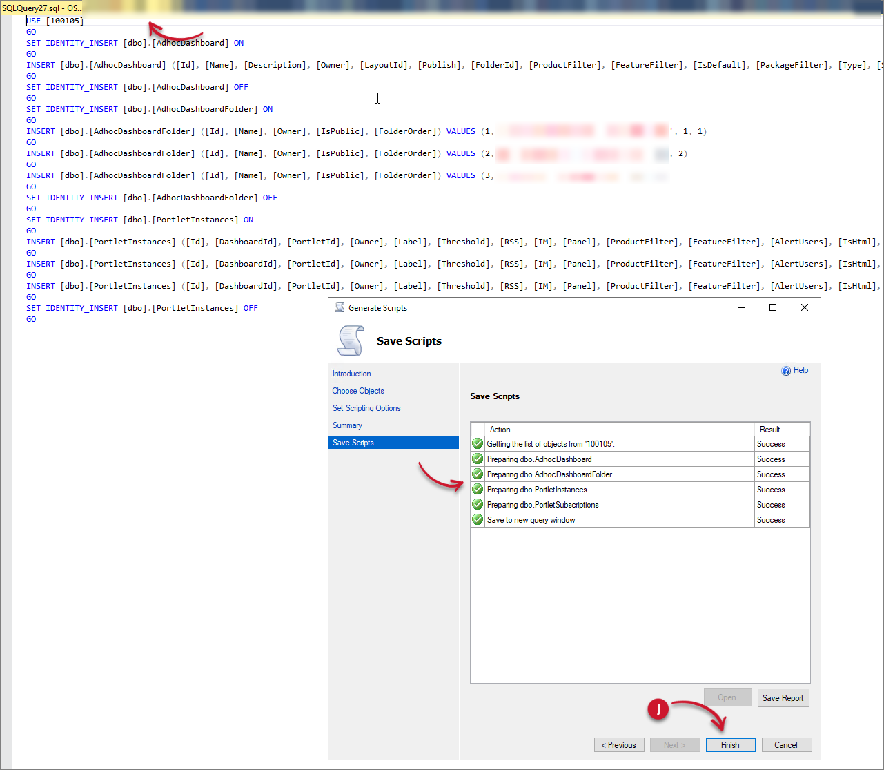 Generate Scripts Completed