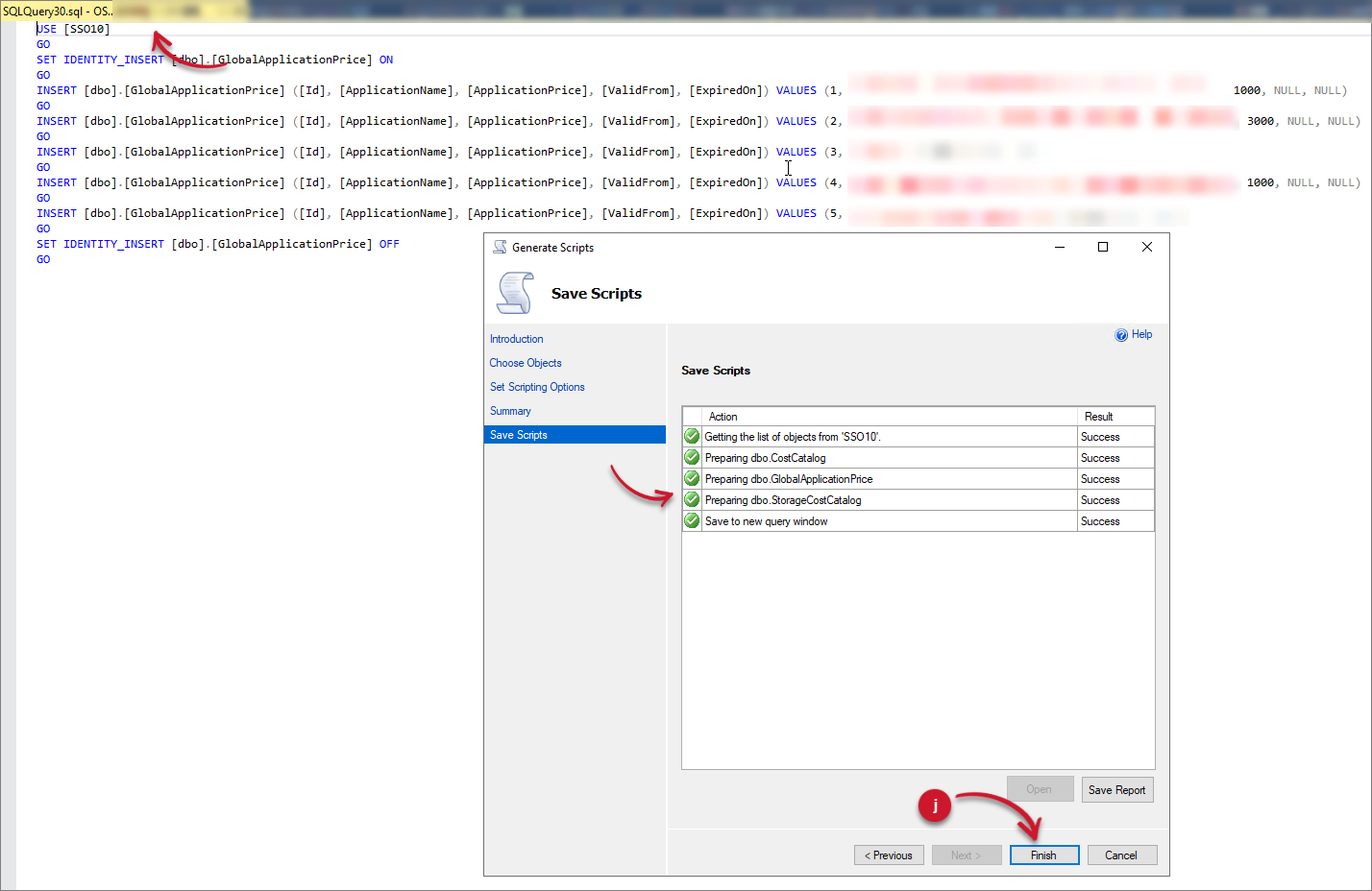Generate Scripts Completed