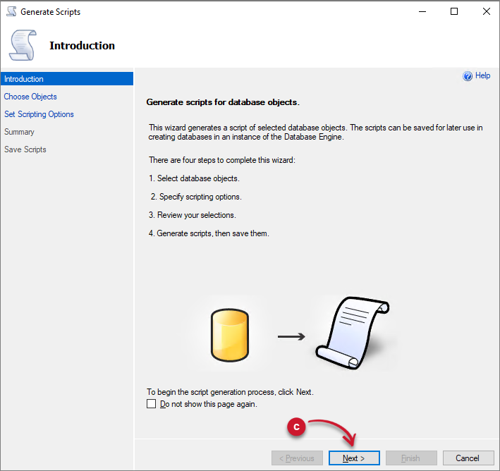 Generate Scripts Dialog