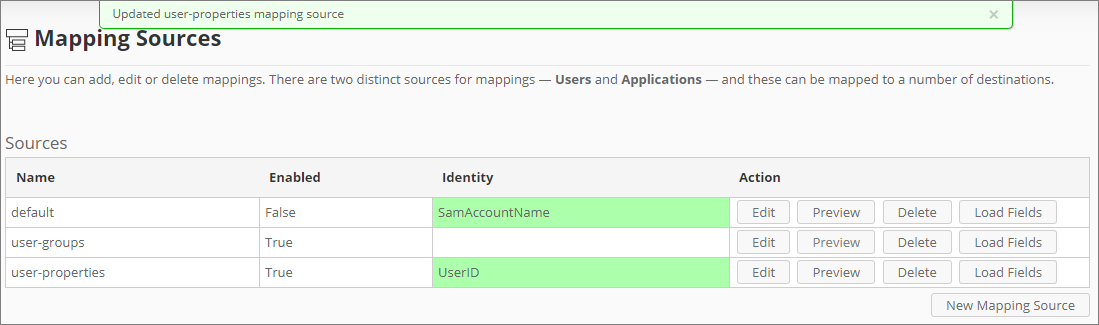 Saved Identity Mapping Source - CSV