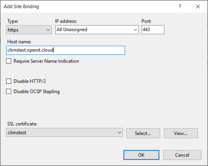 IIS: Add Site Binding