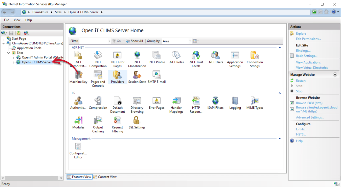 IIS: Open iT CLIMS Server