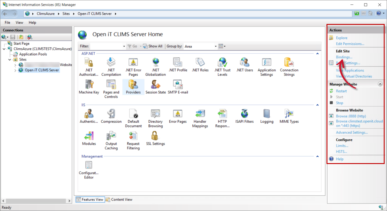 IIS: Edit Site