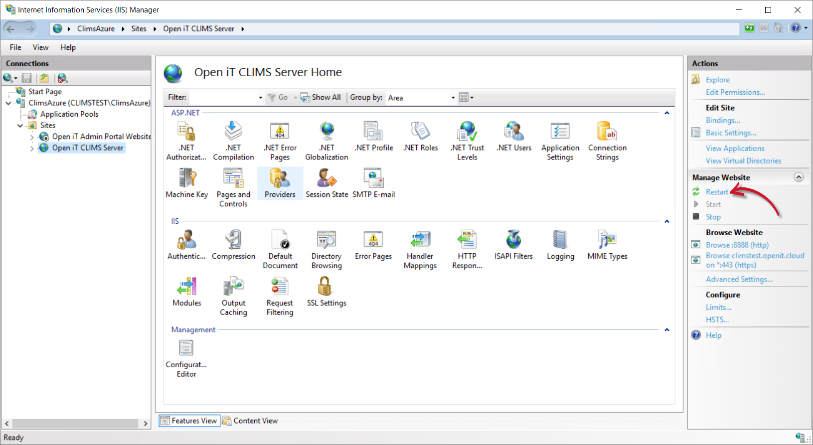 IIS: Restart Website