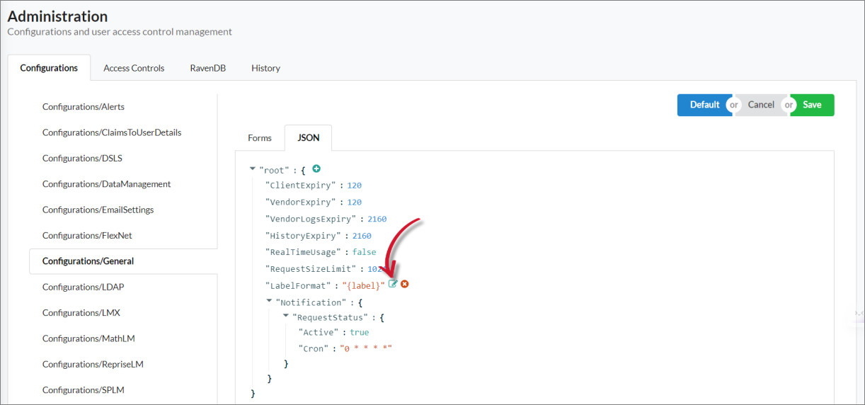 JSON Sub-tab: Enable Editing of a Value