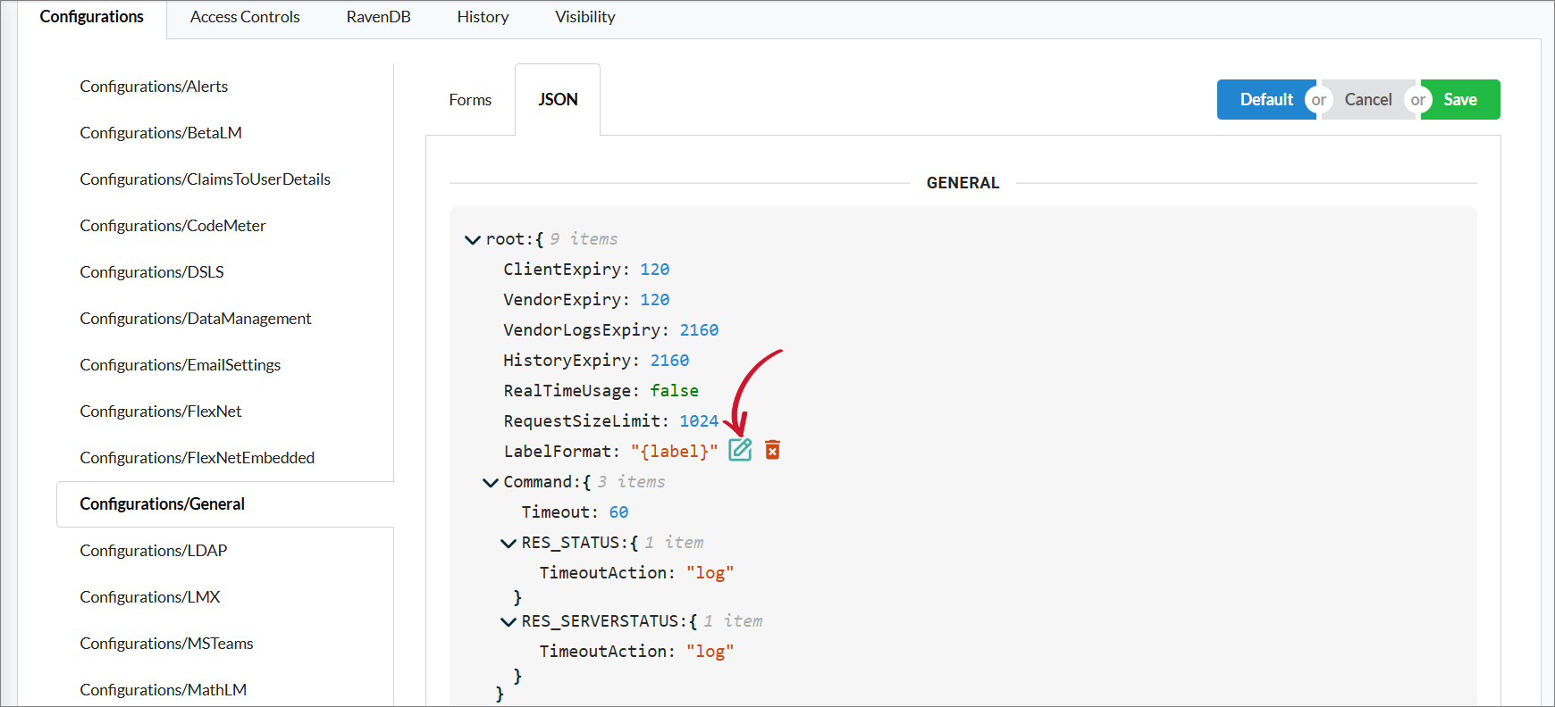 JSON Sub-tab: Enable Editing of a Value
