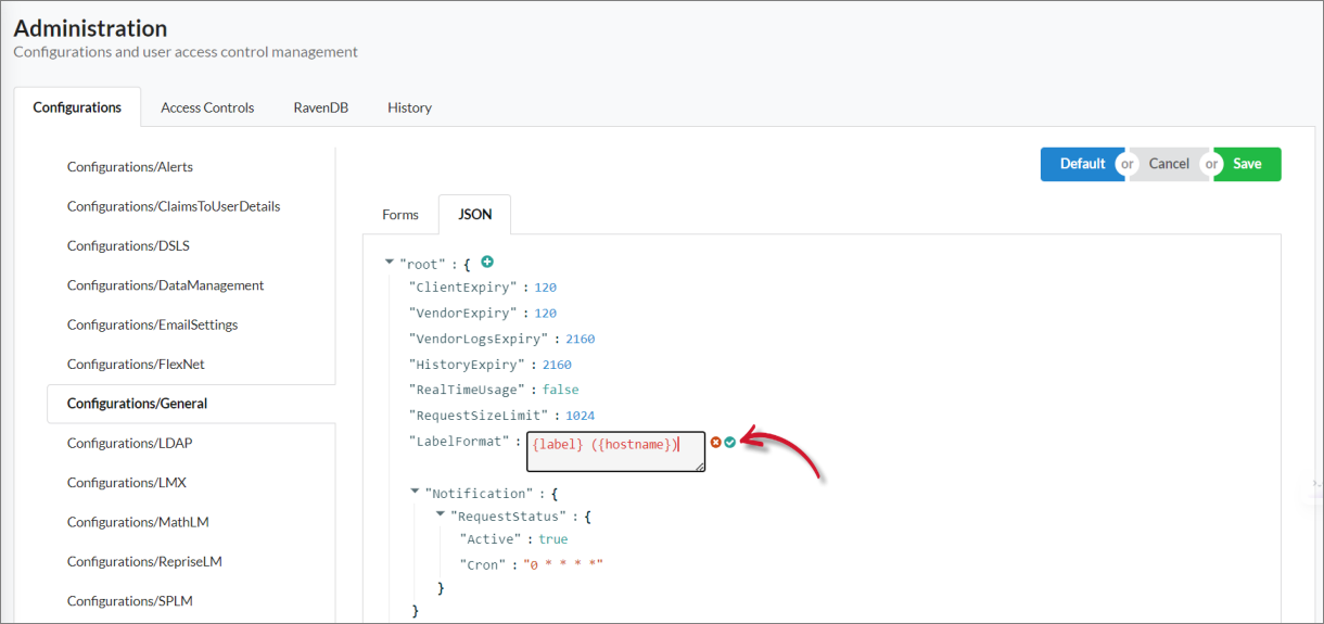 JSON Sub-tab: Saving a Value